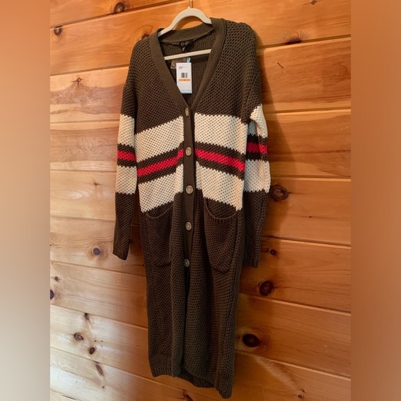 Jessica Simpson Marina Varsity cardigan duster nwt women’s size small. - Picture 2 of 10